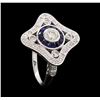Image 4 : 0.76 ctw Diamond Ring And Sapphire Ring- 18KT White Gold