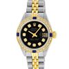 Image 2 : Rolex Ladies 2 Tone Black Diamond & Sapphire Datejust Wristwatch