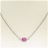 Image 3 : 18K White Gold 16" 1.37 ctw GIA Pink Sapphire & Diamond Pendant Necklace