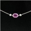 Image 4 : 18K White Gold 16" 1.37 ctw GIA Pink Sapphire & Diamond Pendant Necklace