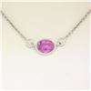 Image 5 : 18K White Gold 16" 1.37 ctw GIA Pink Sapphire & Diamond Pendant Necklace