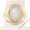 Men's Large Polished 14kt Yellow Gold Oval Cabochon Blue Moonstone Solitaire Rin