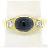 Image 4 : Men's Vintage 18K Yellow Gold 2.90 ctw Cabochon Sapphire & Diamond Band Ring Sz