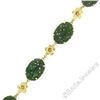 Image 2 : Vintage 14kt Yellow Gold Carved Oval Jade Bird and Etched Flower Link Bracelet