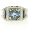 Image 1 : Antique Art Deco 18kt White Gold 1.25 ctw Aquamarine and Diamond Ring