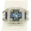 Image 4 : Antique Art Deco 18kt White Gold 1.25 ctw Aquamarine and Diamond Ring