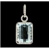 Image 1 : 15.42 ctw Aquamarine and Diamond Pendant - 18KT White Gold