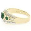 Image 2 : Petite 14K TT Gold 0.68 ctw 3 Cabochon Emerald & Diamond Accented Cocktail Ring