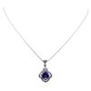 Image 2 : 3.47 ctw Tanzanite and Diamond Pendant With Chain - 18KT White Gold