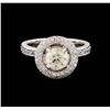 Image 2 : 1.55 ctw Diamond Halo Ring - 14KT White Gold