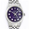 Image 1 : Rolex Mens Stainless Steel Purple Diamond 36MM Datejust Wristwatch
