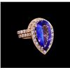 Image 1 : 5.53 ctw Tanzanite and Diamond Ring Set - 14KT Rose Gold