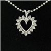 Image 1 : 14k White Gold 0.40 ctw Round Brilliant Diamond Open Heart Pendant 18" Bead Chai