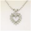 Image 3 : 14k White Gold 0.40 ctw Round Brilliant Diamond Open Heart Pendant 18" Bead Chai