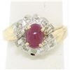 Image 2 : 14kt White and Yellow Gold Cabochon Ruby and Diamond Ring