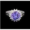 Image 2 : 14KT White Gold 4.76 ctw Tanzanite and Diamond Ring