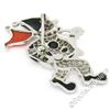 Image 5 : Vintage 18kt White Gold Diamond Black Onyx and Coral Clown Brooch Pin
