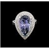 Image 2 : 6.31 ctw Tanzanite and Diamond Ring - 14KT White Gold