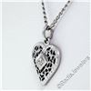 Image 5 : Vintage 14kt White Gold Open Filigree Solitaire Diamond Petite Heart Pendant Nec