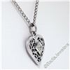 Image 6 : Vintage 14kt White Gold Open Filigree Solitaire Diamond Petite Heart Pendant Nec