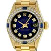 Image 1 : Rolex Ladies 18K Yellow Gold Sapphire Blue Vignette Diamond President 26mm Wrist