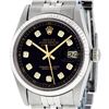 Image 1 : Rolex Mens Stainless Steel 36MM Black Diamond Datejust Wristwatch