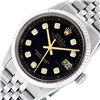 Image 2 : Rolex Mens Stainless Steel 36MM Black Diamond Datejust Wristwatch
