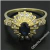 Image 2 : Vintage 18kt Yellow Gold 1.50 ctw Oval Sapphire Solitaire & Diamond Halo Ring
