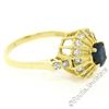 Image 7 : Vintage 18kt Yellow Gold 1.50 ctw Oval Sapphire Solitaire & Diamond Halo Ring
