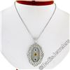 Image 3 : 18kt White Gold 2.15 ctw Aquamarine, Citrine, & Diamond Open Milgrain Pendant Ne
