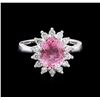 Image 2 : 2.40 ctw Pink Topaz and Diamond Ring - 14KT White Gold