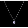 Image 2 : 3.00 ctw Tanzanite and Diamond Pendant With Chain - 14KT White Gold