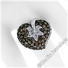 Image 3 : 10kt White Gold 3.10 ctw Brown and White Diamond Leaf Heart Cluster Ring