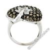 Image 6 : 10kt White Gold 3.10 ctw Brown and White Diamond Leaf Heart Cluster Ring