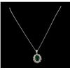 5.14 ctw Emerald and Diamond Pendant With Chain - 14KT White Gold