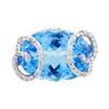 Image 2 : 20.85 ctw Blue Topaz And Diamond Ring - 14KT Yellow Gold