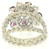 Image 5 : 14K White Gold 2.10 ctw Diamond & Ruby Cluster Daisy Twisted Wire Cocktail Ring