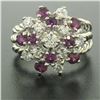 Image 7 : 14K White Gold 2.10 ctw Diamond & Ruby Cluster Daisy Twisted Wire Cocktail Ring