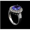 Image 4 : 4.04 ctw Tanzanite and Diamond Ring - 14KT White Gold