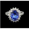 Image 2 : 14KT White Gold 3.63 ctw Tanzanite and Diamond Ring
