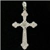 Image 2 : 14k White Gold .33 ctw Invisible Princess & Pave Round Diamond Cross Pendant