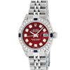 Image 2 : Rolex Ladies Stainless Steel Red Diamond Lugs & Sapphire Datejust Wristwatch