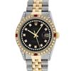 Image 1 : Rolex Mens 2 Tone Black String Diamond Lugs & Ruby Datejust Wristwatch