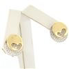 Image 3 : Movado 18K Two Tone Gold 1.80 ctw FINE Round Diamond & Heart Disk Button Earring