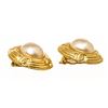 Image 1 : Chanel Gold Faux Pearl CC Vintage Round Clip On Earrings