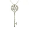 Image 2 : 14K White Gold .45 ctw Round Brilliant Diamond Wheel Key Pendant & 16" Chain