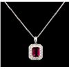 Image 1 : 14KT Two-Tone Gold 1.53 ctw Tourmaline and Diamond Pendant With Chain