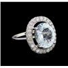Image 1 : 3.73 ctw Aquamarine And Diamond Ring - 14KT White Gold
