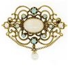 Image 3 : Vintage 14kt Yellow Gold 4.50 ctw Opal and Pearl Open Work Brooch Pin or Pendant