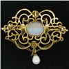 Image 4 : Vintage 14kt Yellow Gold 4.50 ctw Opal and Pearl Open Work Brooch Pin or Pendant